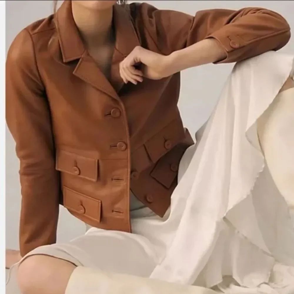 NWT Walter Baker Camel Leather Jacket SZ L - Picture 3 of 14